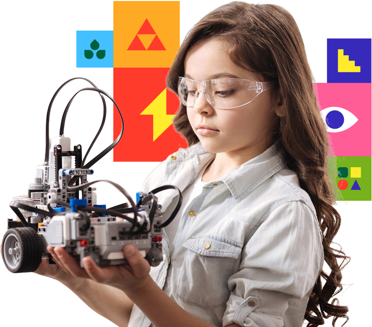 Student building robot